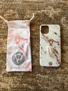 iPhone 11 Pro Max Loopy Case White Rose Gold Marble Phone Case